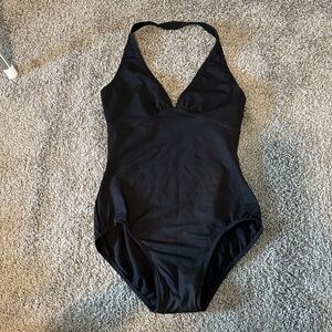 Mirella Black Halter Ballet Leotard, Size Small